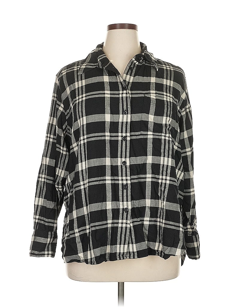 Pre-owned Lane Bryant Long Sleeve Button Down Shirt In Black