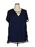Ashley Stewart 100% Polyester Blue Short Sleeve Blouse Size 18 - 20 Plus - photo 1