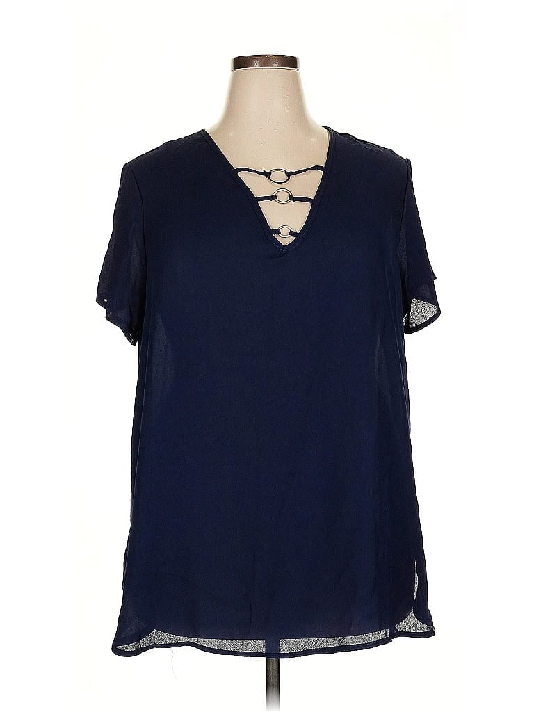 Ashley Stewart 100% Polyester Blue Short Sleeve Blouse Size 18 - 20 Plus - photo 1