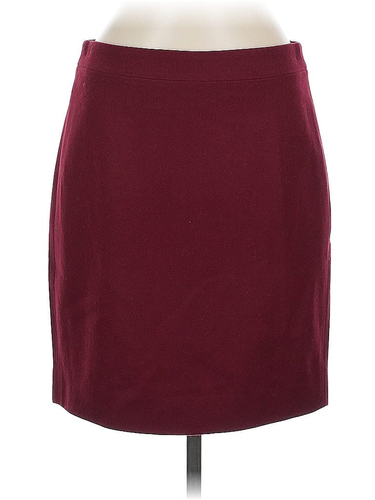 Pre-owned J.crew Factory Store Wool Skirt In Burgundy