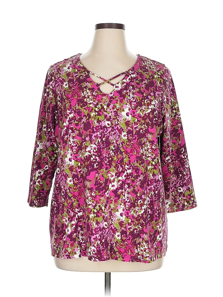 Pre-owned Caribbean Joe 3/4 Sleeve Blouse In Pink