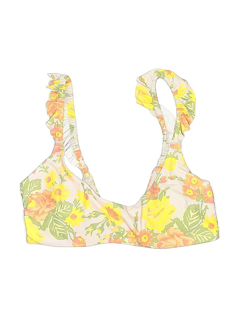 Pre-owned Aerie Swimsuit Top Yellow Floral Pattern Swimwear