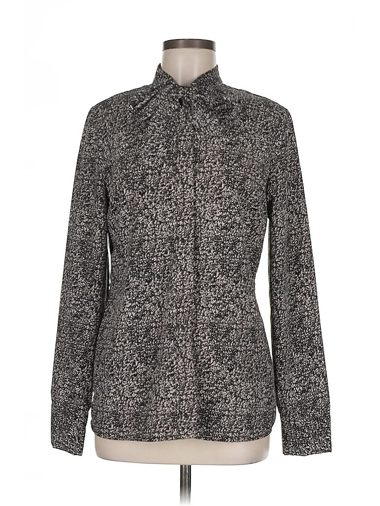 Pre-owned Calvin Klein Long Sleeve Blouse In Gray