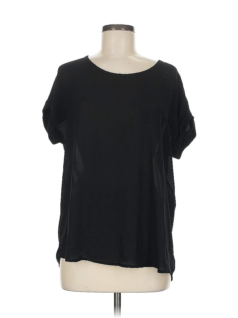 Pre-owned Pleione Short Sleeve Top Black Scoop Neck Tops