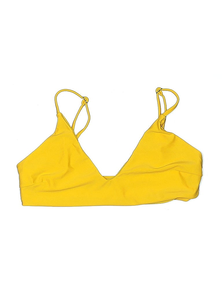 Pre-owned Zaful Swimsuit Top Yellow Solid Pattern Swimwear