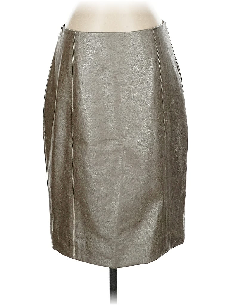 Pre-owned Etcetera Faux Leather Skirt In Silver