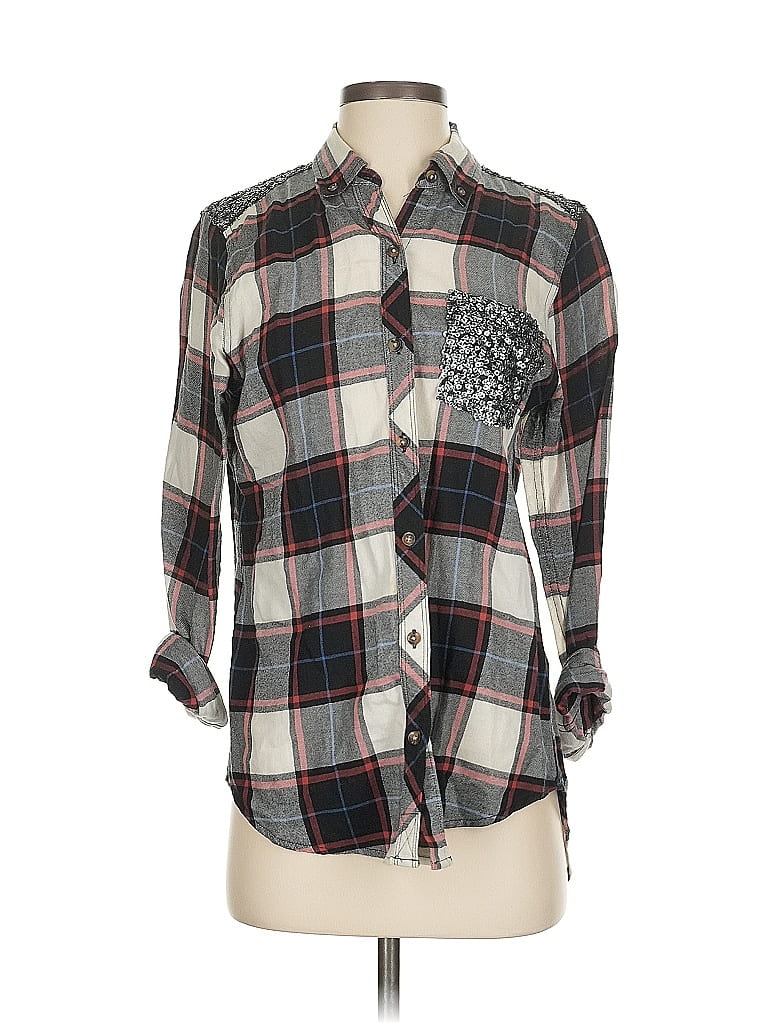 ABERCROMBIE & FITCH Pre-owned Long Sleeve Button Down Shirt In Silver