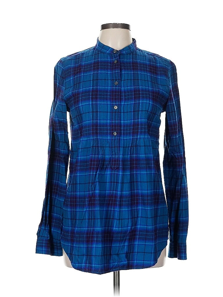 Pre-owned Lands' End Long Sleeve Button Down Shirt In Blue