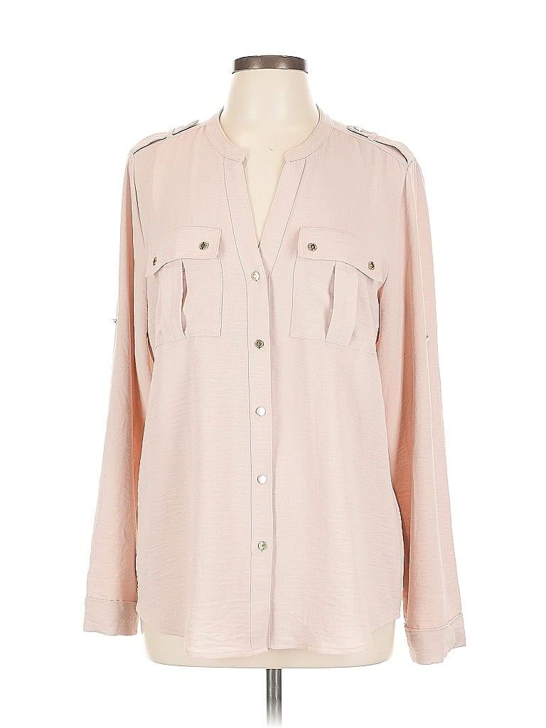 Pre-owned Calvin Klein Long Sleeve Blouse In Pink