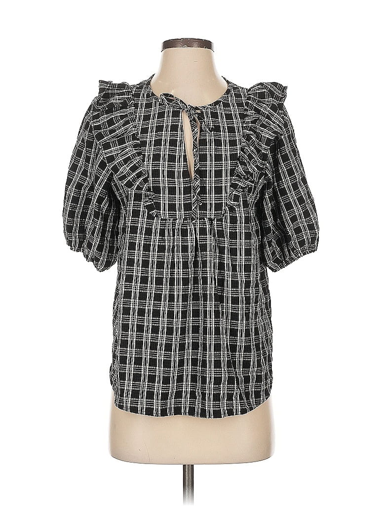Pre-owned Ann Taylor Loft Short Sleeve Blouse In Black