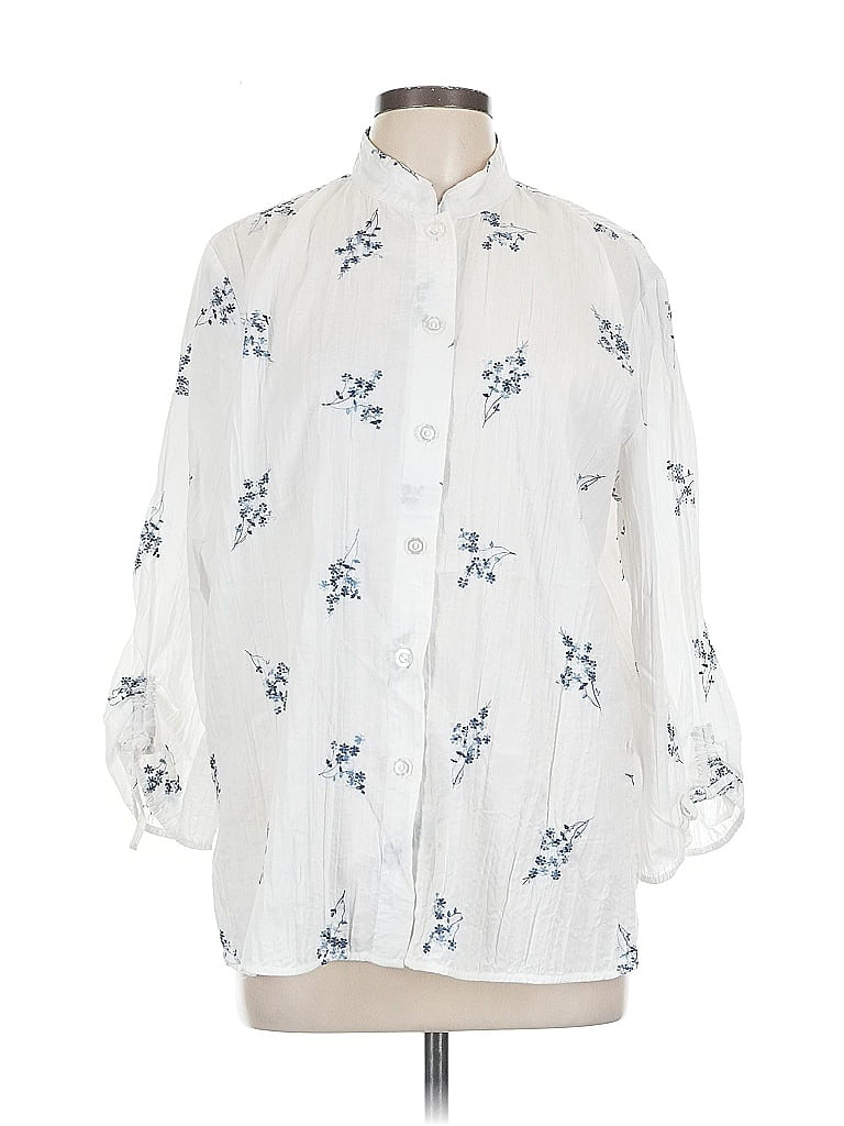 Pre-owned Draper's & Damon's 3/4 Sleeve Blouse In White