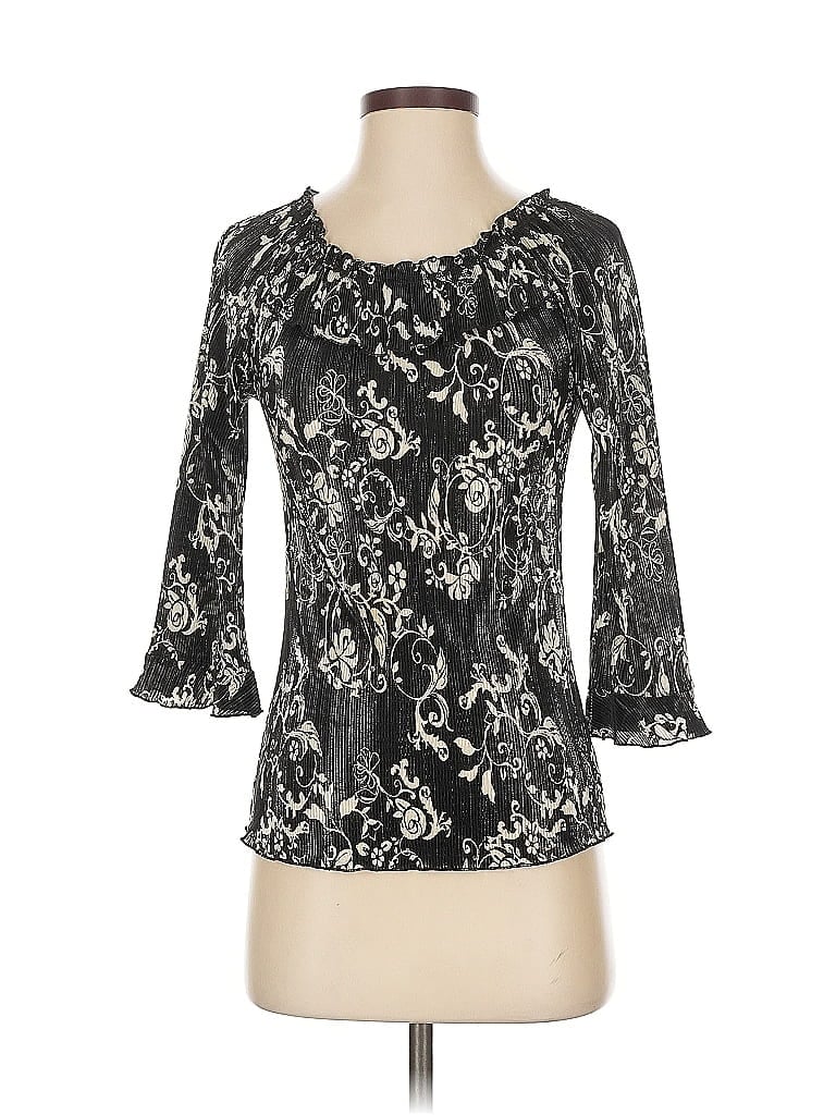 Pre-owned Nicola 3/4 Sleeve Top Black Boatneck Tops