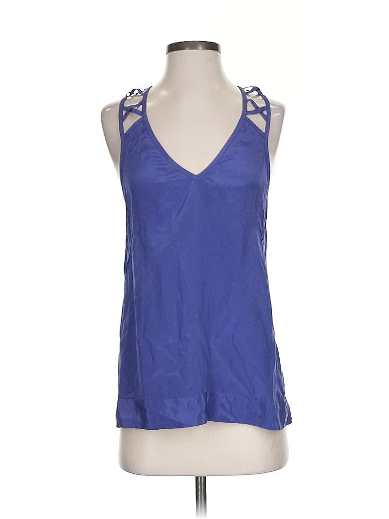 Pre-owned Bcbgeneration Sleeveless Silk Top Blue Halter Neckline Tops
