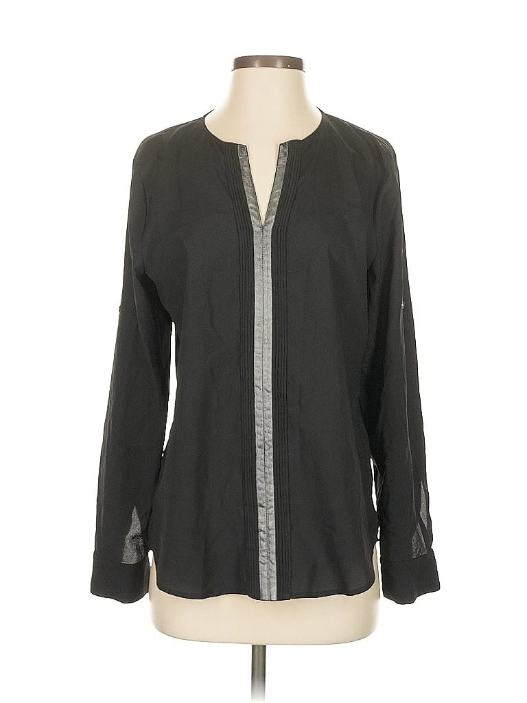 Pre-owned Calvin Klein Long Sleeve Blouse In Gray