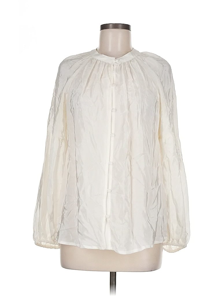 Pre-owned Mng Long Sleeve Blouse In White