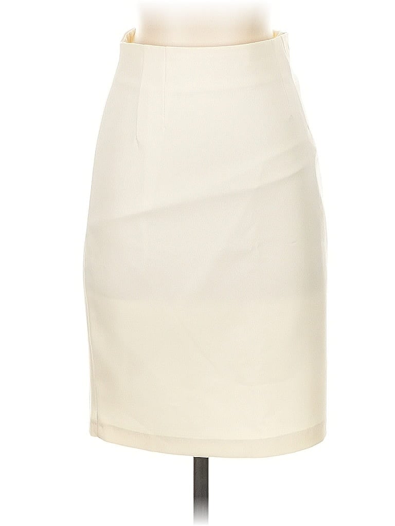 Pre-owned Assorted Brands Faux Leather Skirt In White