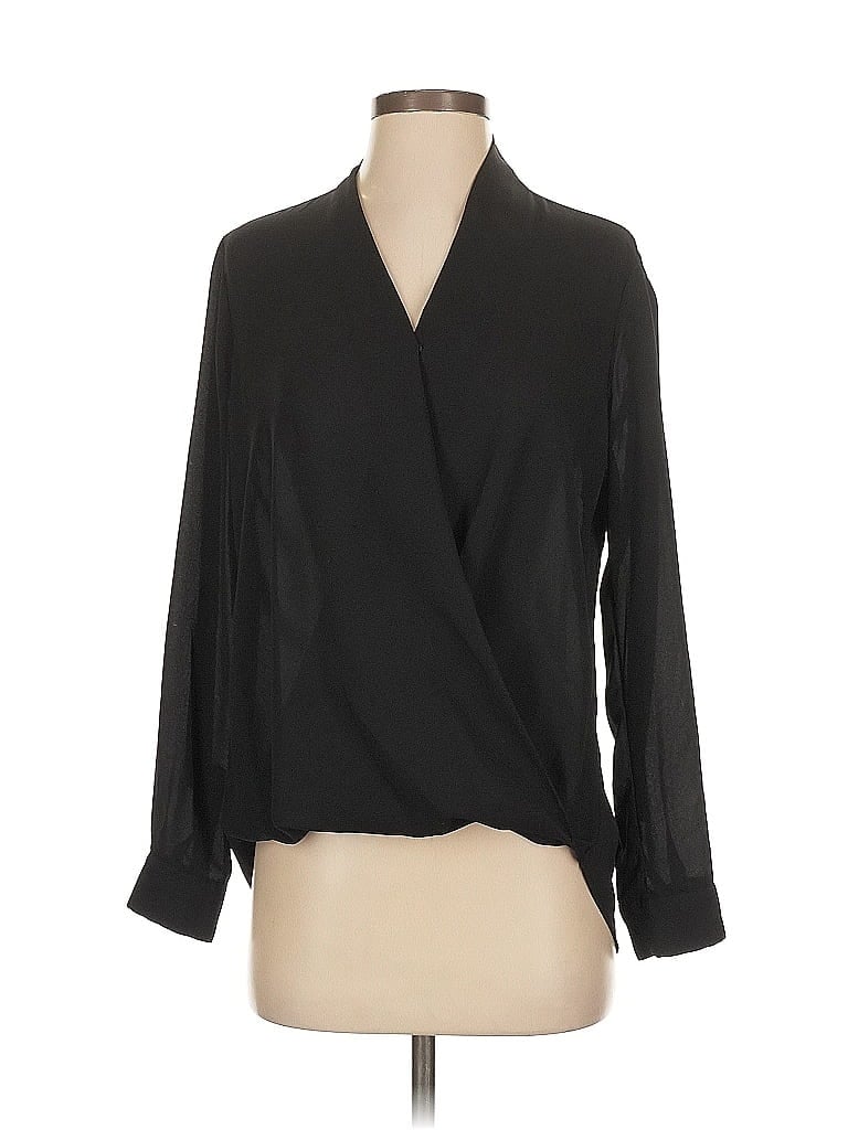 Pre-owned Pleione Long Sleeve Blouse In Black