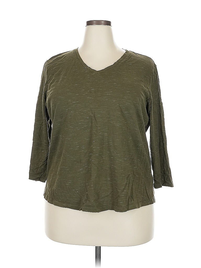 Pre-owned Basic Editions 3/4 Sleeve T-shirt In Green