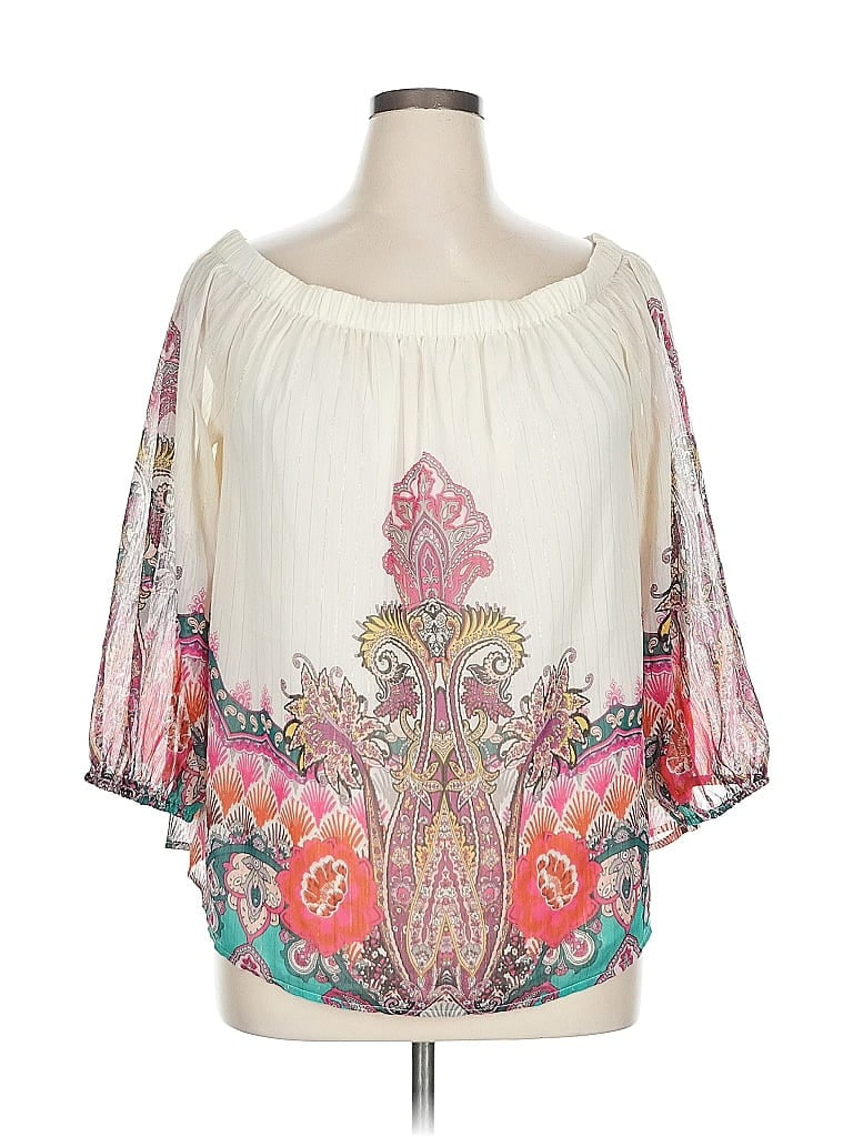 Pre-owned Cato 3/4 Sleeve Blouse In White