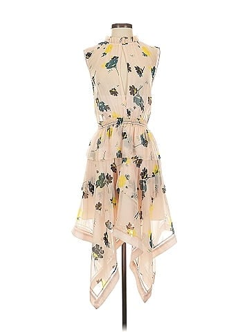 Self-Portrait Asymmetric Graphic Floral-print Chiffon Dress (view 1)