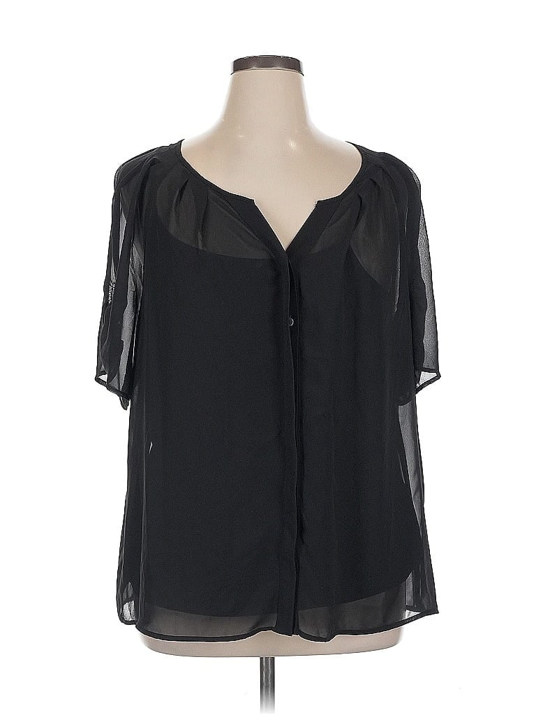 Pre-owned Apt. 9 Short Sleeve Blouse In Black