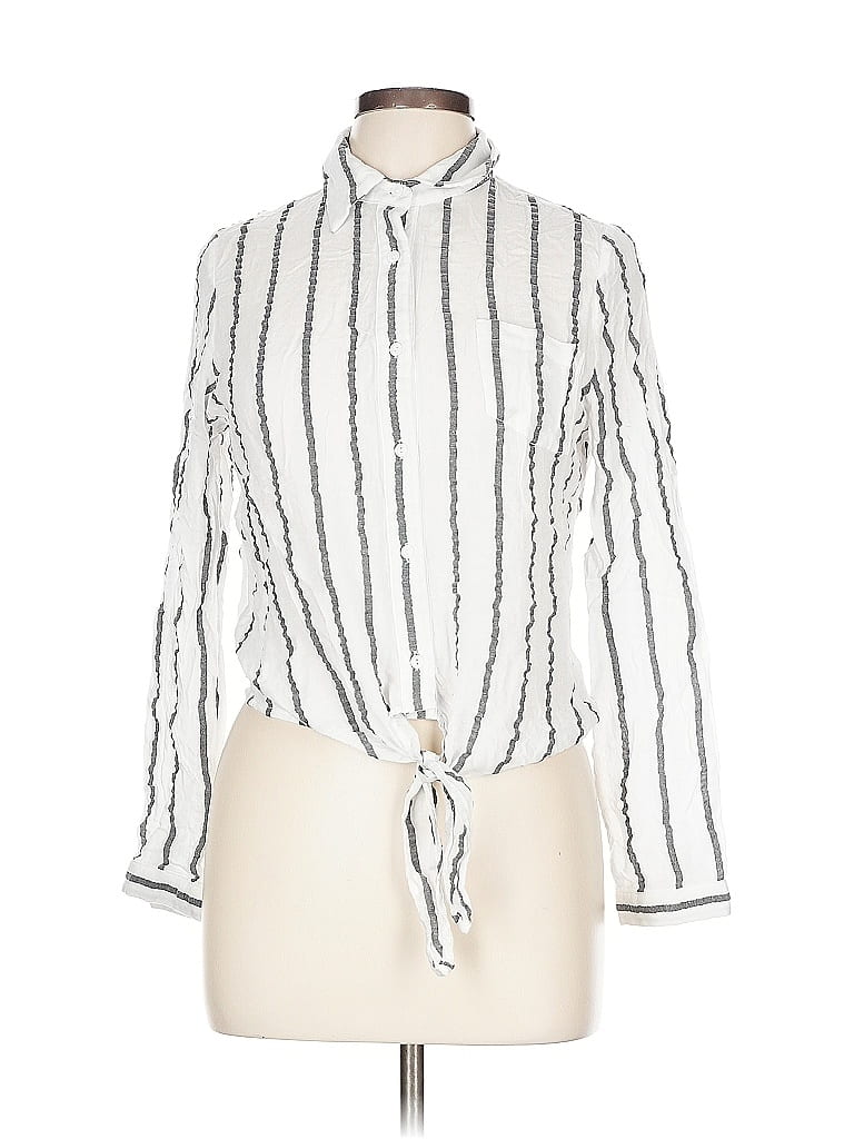 Pre-owned Dress Forum Long Sleeve Blouse In White