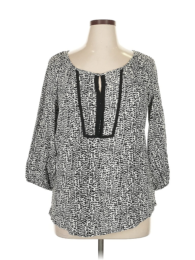 Pre-owned Jones New York Signature 3/4 Sleeve Blouse In Gray