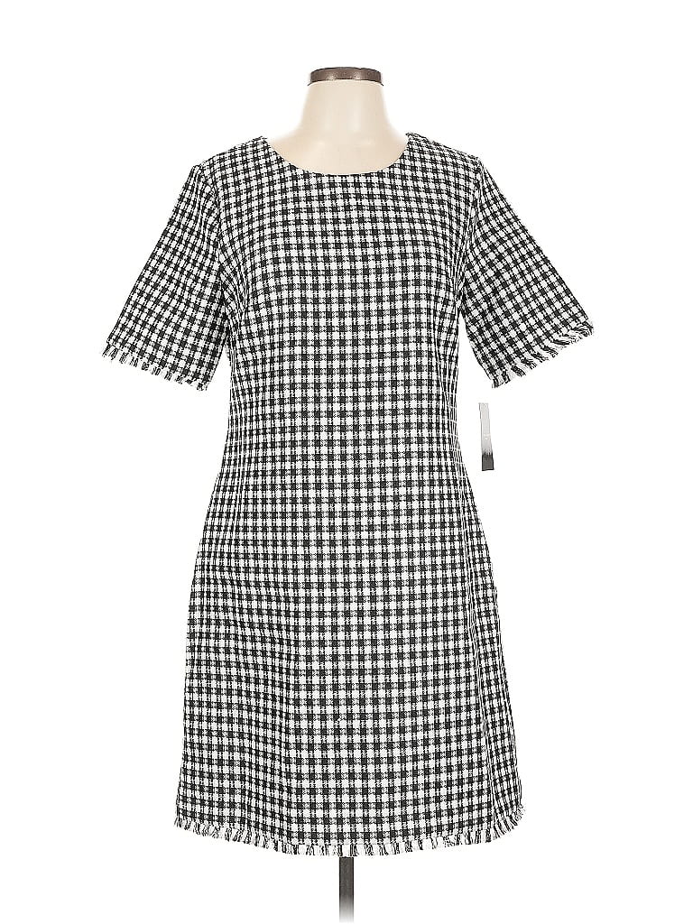 Tahari by ASL 100% Polyester Houndstooth Gray Casual Dress Size 12 - photo 1
