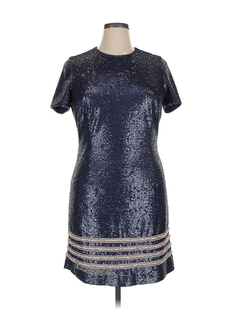 Gigi Hadid X Tommy Hilfiger 100% Polyester Metallic Silver Blue Cocktail Dress Size XL - photo 1
