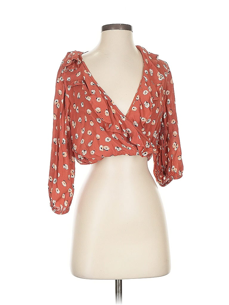 Pre-owned Miss Selfridge 3/4 Sleeve Blouse In Orange