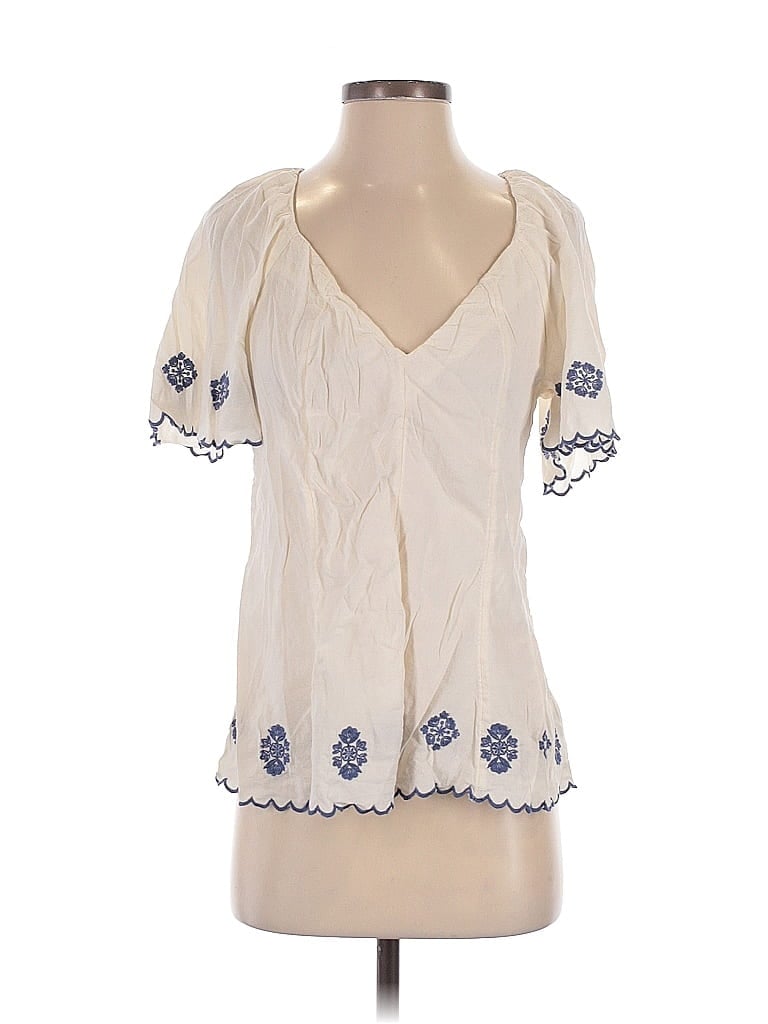 Pre-owned Old Navy Short Sleeve Blouse In White