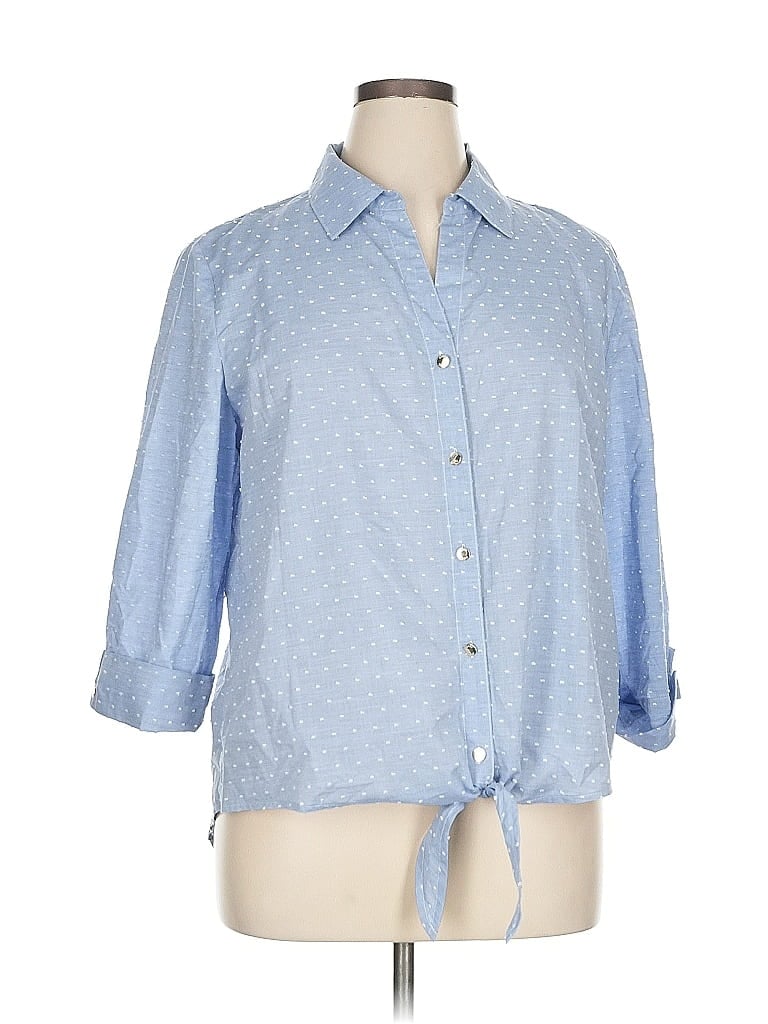 Click to view more detailed imagery on our partner's website Pre-owned Anne Klein 3/4 Sleeve Button Down Shirt In Blue