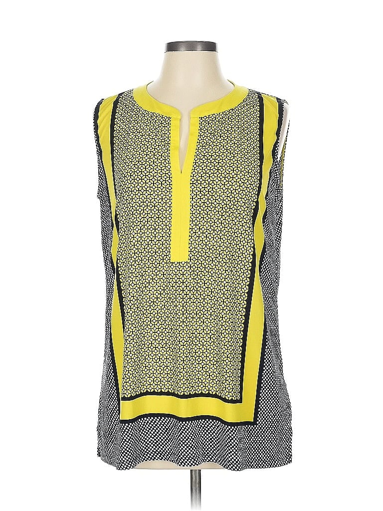 Pre-owned Jones New York Signature Sleeveless Top Yellow Crew Neck Tops