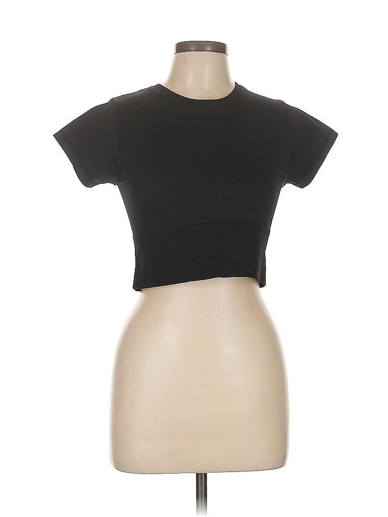 Pre-owned Offline By Aerie Short Sleeve Top Black Keyhole Neckline Tops