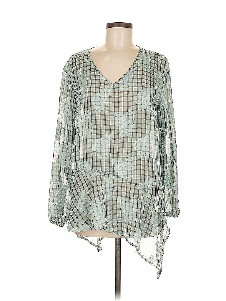LOGO by Lori Goldstein 100% Polyester Green 3/4 Sleeve Blouse Size M - photo 1