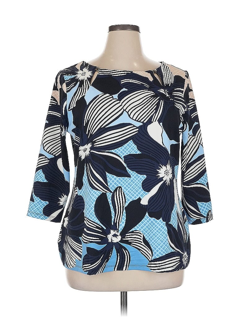 Click to view more detailed imagery on our partner's website Pre-owned Charter Club 3/4 Sleeve Blouse In Blue