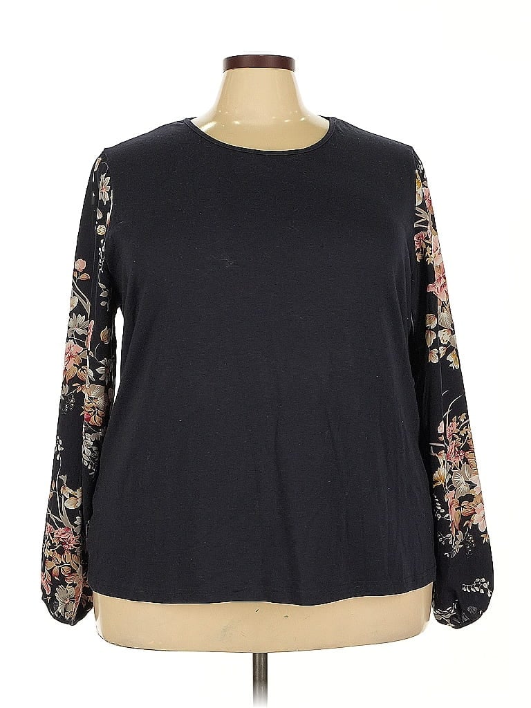 Pre-owned Emery Rose Long Sleeve Blouse In Black