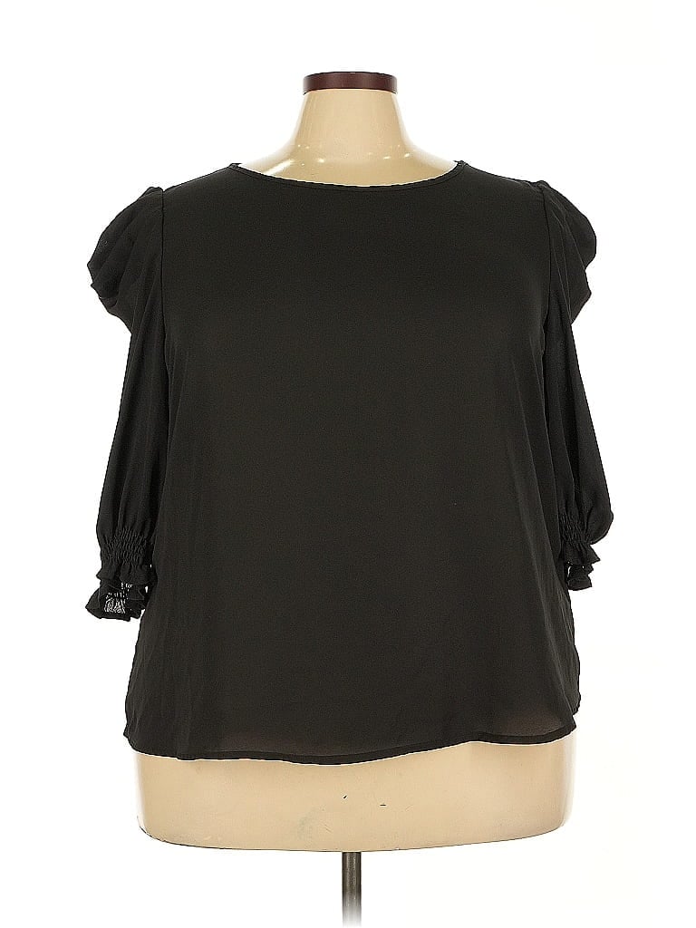 Pre-owned Shein Curve Short Sleeve Blouse In Black