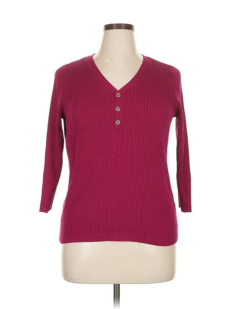 Pre-owned Roz & Ali Pullover Sweater In Burgundy