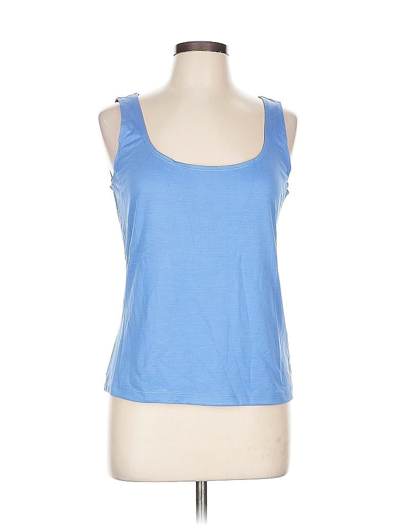 Click to view more detailed imagery on our partner's website Pre-owned Ellen Tracy Tank Top Blue Square Neckline Tops