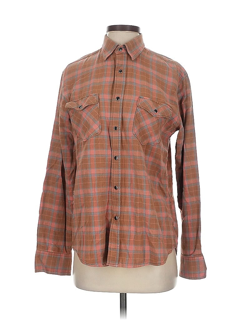 Pre-owned Assorted Brands Long Sleeve Button Down Shirt In Brown