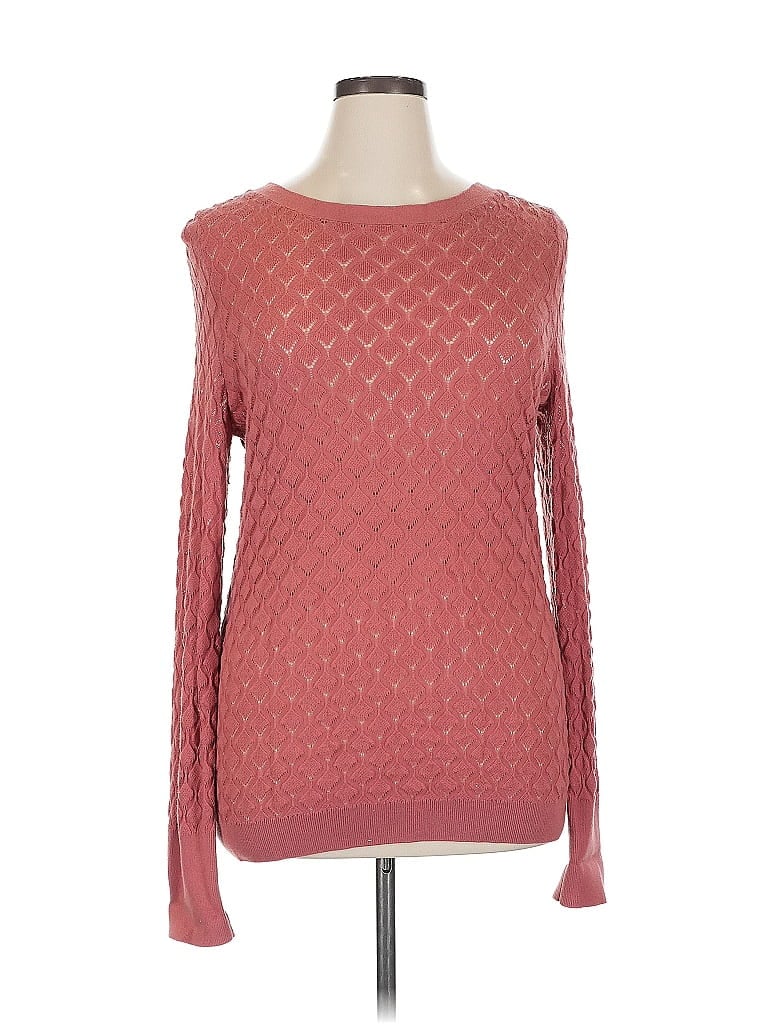 Pre-owned Hinge Long Sleeve Top Pink Boatneck Tops
