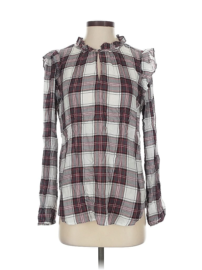 Pre-owned Ann Taylor Loft Long Sleeve Blouse In Gray