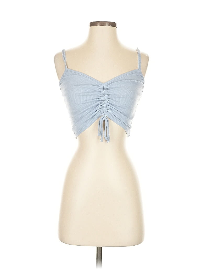 Pre-owned Sky And Sparrow Tank Top Blue Strapless Neckline Tops