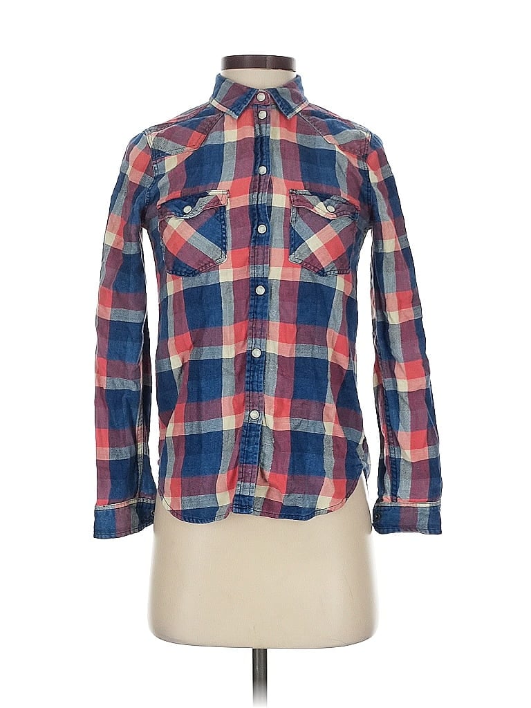 Pre-owned American Eagle Outfitters Long Sleeve Button Down Shirt In Blue