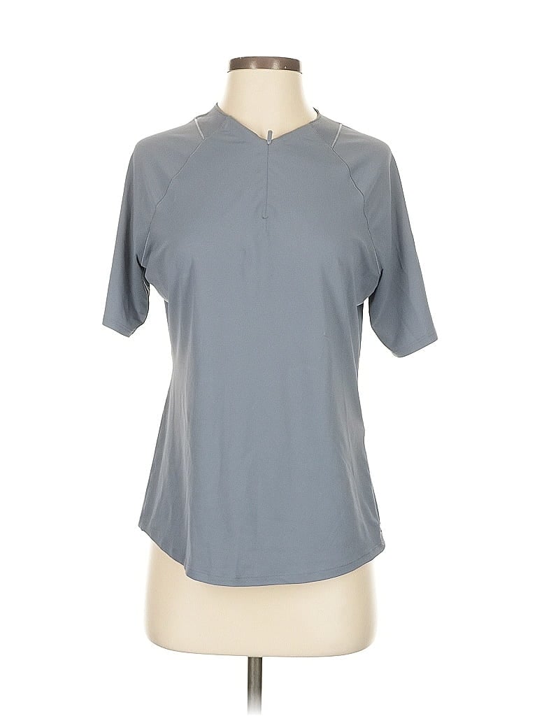 Pre-owned Athleta Short Sleeve Henley Shirt In Gray