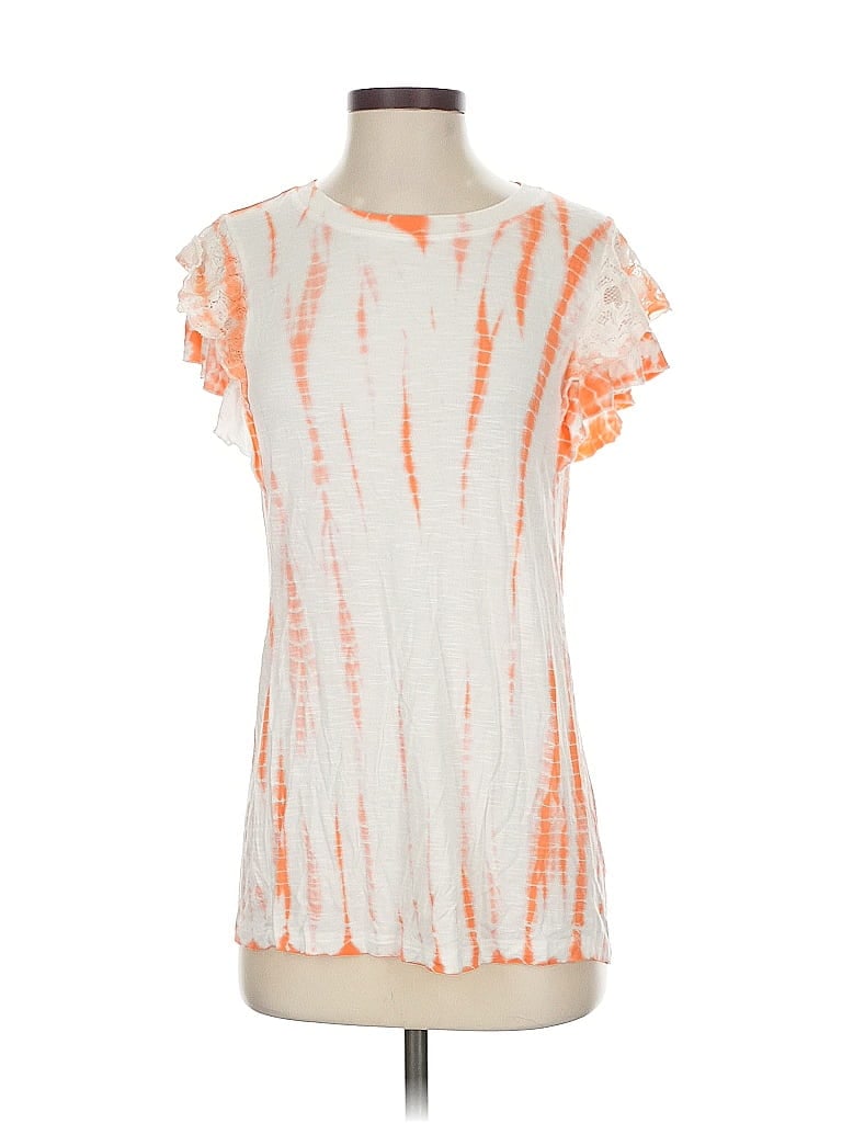 Knox Rose Short Sleeve Top Orange Tie-dye Pattern Cold Shoulder Neckline Tops In Animal Print