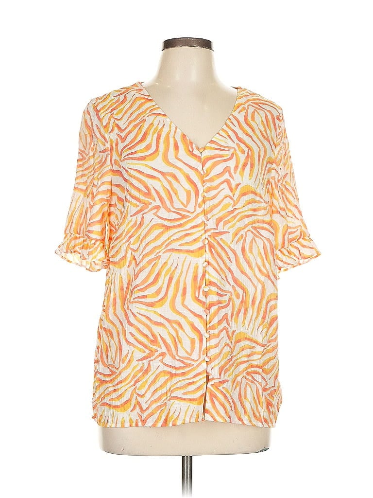 Click to view more detailed imagery on our partner's website Pre-owned Nanette Lepore Short Sleeve Blouse In Orange