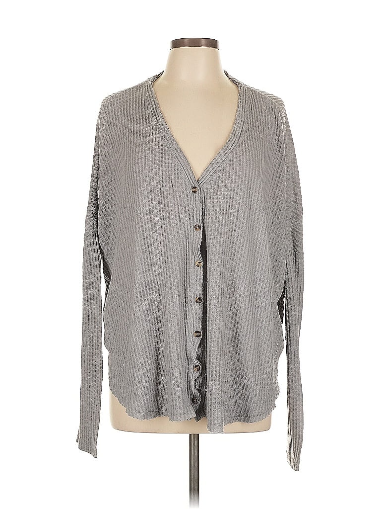 Pre-owned Out From Under Long Sleeve Henley Shirt In Gray