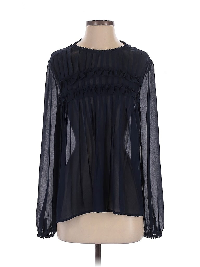 Endless Rose Blue Black Long Sleeve Blouse Size S - photo 1